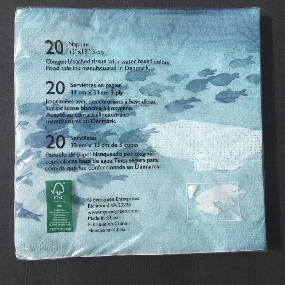2 Packages Cypress Home Napkins Paper Luncheon Ocean Fish Party Crafts NWT